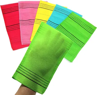 Produktbild von Peelinghandschuh, große Größe, 5 Farben, Peeling-Waschlappen für Rücken und Körper zum Entfernen von trockenen Hautschüppchen, wiederverwendbar (Mix, 5) (Farbe zufällig)