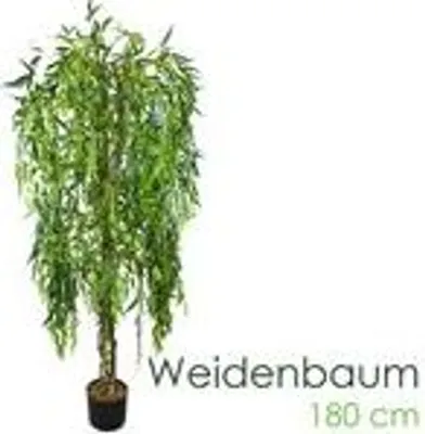 Produktbild von Weide Weidenbaum Kunstpflanze Kunstbaum Künstliche Pflanze mit Echtholz 180 cm Decovego