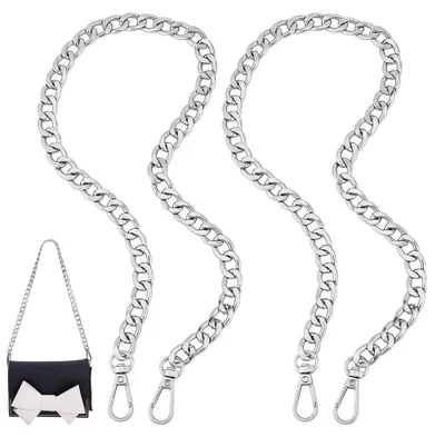 Metall-Ketten für Taschen, 60 cm, 2 Stück, silber
