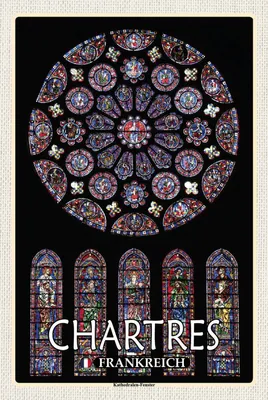 Zdjęcie produktu dla vianmo Drewniany znak 18x12 cm Chartres Frankreich Kathedrale