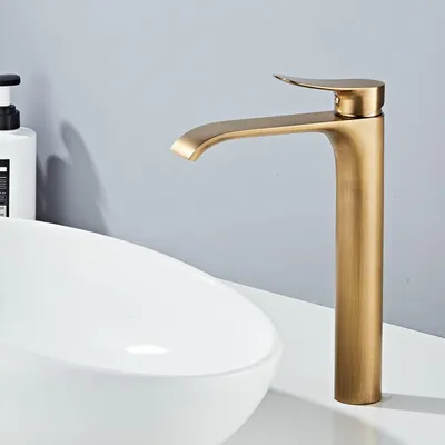 Produktbild von Wasserfall-Waschtischarmatur - Einhebelmischer - Antik Messing - Edelstahl