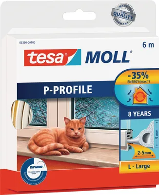 Immagine prodotto di tesa Moll CLASSIC P-Profile guarnizione in gomma, bianco, 9 mm x 6 m