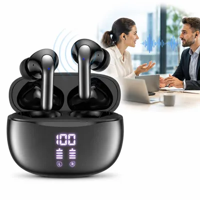 Produktbild von Sprachübersetzer Ohrhörer Offline + Online, 164 Sprachen, Echtzeit Übersetzung, Bluetooth 5.4, für Telefon & Video