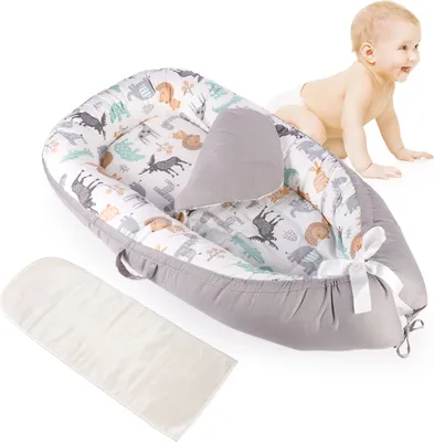 Image de Lits d'enfant Baby Nest Newborn Lounger Doux nid douillet Lit de voyage,(Animaux colorés)