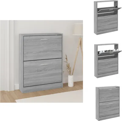 Zdjęcie produktu dla vidaXL Szafka na buty Szara Sonoma 59x17x81 cm Materiał drewnopochodny - Stojaki i szafki na buty