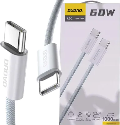 Image de DUDAO L6C USB-C to 60W PD 2m hvid - Digital/Daten USB cable USB C White