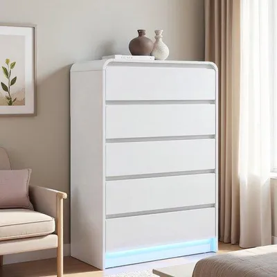 Image de Meuble de rangement de bureau - 5 tiroirs - Style minimaliste - 73 L x 40 P x 110 H cm - Buffet