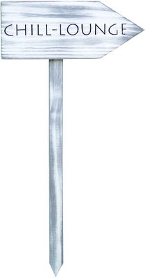 Gartenstecker Holzstecker Wegweiser Schild Garten Holz "Chill Lounge"
