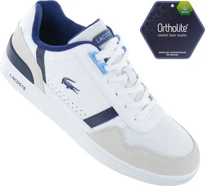 Produktbild von LACOSTE T-Clip - Herren Sneakers Schuhe Weiß-Blau 747SMA0071080 , EU 39.5 UK 6