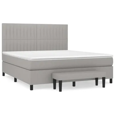 Image de Sommier à lattes de lit avec matelas Gris clair 180x200cm Tissu