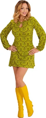 Produktbild von Hippie Kostüm Damen 70er Retro Kostüm grün Größe: 46-48