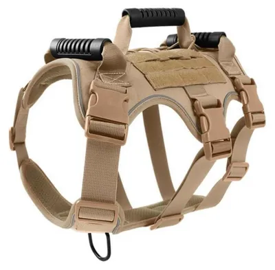 Immagine prodotto di Imbracatura per cani con 3 maniglie, traspirante, riflettente, color kaki, taglia XL