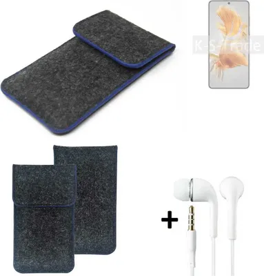 Produktbild von K-S-Trade Handy Schutz Hülle kompatibel mit Huawei Mate 50 Schutzhülle Handyhülle Filztasche Pouch Tasche Case Sleeve Filzhülle dunkelgrau, blauer