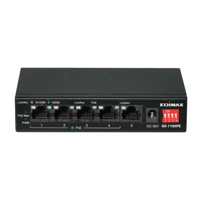 Productafbeelding van Edimax JS-1105PE EDIMAX Switch 5x Long Range Gigabit PoE+