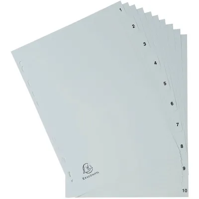 Immagine prodotto di Exacompta 1710E divisori A4 PP riciclato grigio 120µ con linguette 1-10
