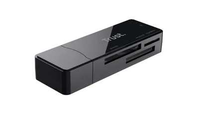 Produktbild von Trust NANGA, MS Micro (M2), Speicherstick (MS), MicroSD (TransFlash), SD, Schwarz, USB 3.2 Gen 1 (3.1 Gen 1) Type-A, 19 g, 95 mm, 15 mm