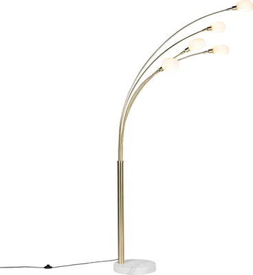 Produktbild von QAZQA - Design Art Deco Stehlampe Gold I Messing 5 Lampen - Sixties Marmo I Wohnzimmer I Schlafzimmer - Stahl Länglich - LED geeignet E14