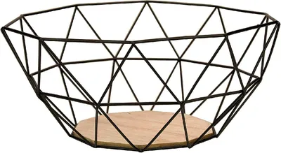 Produktbild von GUSTA Deko-Obstkorb Metall mit Holzboden 26,5x25x12cm schwarz