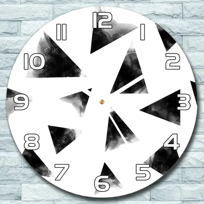 Produktbild von Wanduhr aus Glas Rund fi 30 Schwarze Dreiecke Quarz Deko Schlafzimmer Büro