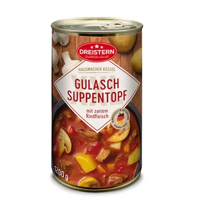 Produktbild von Dreistern Gulaschsuppentopf mit passend zartem Rindfleisch 1200g