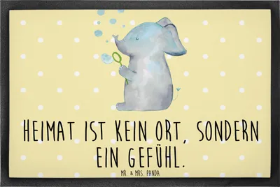 Produktbild von Mr. & Mrs. Panda fußmatte Elefant Seifenblasen 50 x 75 cm - Gelb Pastell - Geschenk, Liebesspruch, Sauberlaufmatte, Liebe, Schmutzfangmatte, Fußabtreter, Elefanten