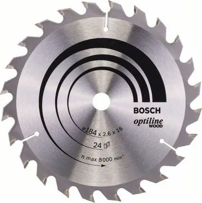 Obrázok produktu pre Kotúčová píla Optiline Wood D.184mm otvor 16mm 24zubov WZ BOSCH
