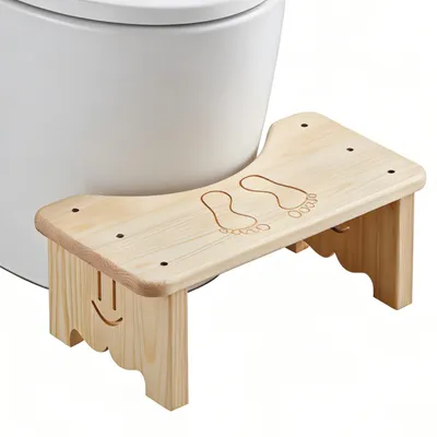 Obrázek produktu pro Omgoods – Ergonomická toaletní stolička pro dospělé a děti – Dřevěná pomůcka proti zácpě