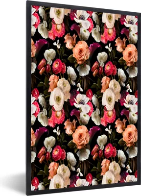 Produktbild von MuchoWow® MuchoWow® Gerahmtes Poster Blumen - Rosen - Farben 40x60 cm - Poster mit zchwarzem Bilderrahmen - Papierdruck - Wandbilder