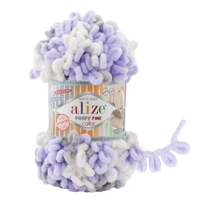 Produktbild von 100g Strickgarn ALIZE Puffy Fine Color, Fingerstrick Fingerstrick-Wolle ohne Nadel