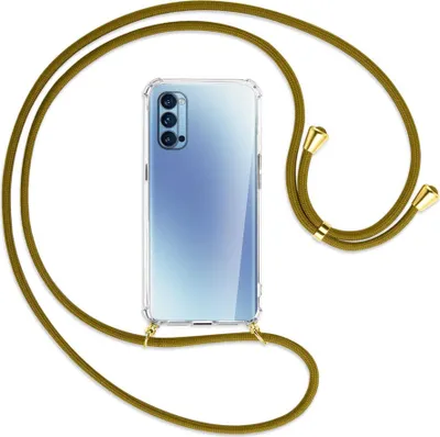 Produktbild von Handykette Backcover-Schutzhülle mit Band (Metall goldfarben) für Oppo Reno4 Pro 5G - khaki