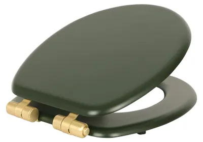 Produktbild von Harbour Housewares WC-Sitz aus Holz mit Absenkautomatik – Grün/Gold