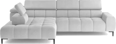 Produktbild von DomoHome Ecksofa PLAZA-L Stoff SOLAR Eckcouch Inkl. Mit Bequemer, Flauschiger Rückenlehne / Longchair Links / Industrial Style / L-Form Links | 300x99x216 cm | WEISS