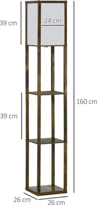 Image de Fortuna Lai Lampadaire avec étagères, lampadaire, bois, 26 x 26 x 160 cm, pour salon/chambre à coucher (sans ampoule)