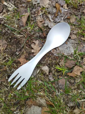 Produktbild von Göffel silber aus Titan Outdoor Spork Besteck Gabel Löffel mit Nylontasche