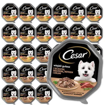 Produktbild von Cesar Schale 28x150g Nassfutter für erwachsene Hunde in Soße, Geschmacksrichtungen gemischt