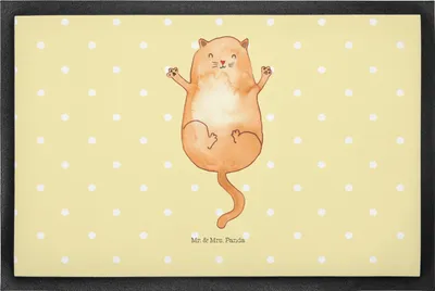 Produktbild von Mr. & Mrs. Panda Schmutzmatte Katze Umarmen 50 x 75 cm - Gelb Pastell - Geschenk, Beste Freunde, Schmutzfänger, fußmatte, Gummimatte, Katzen, abstreifer, Sauberlaufmatte