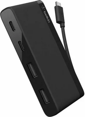 Imagen del producto de Hub de viaje Belkin USB-C de 4 puertos, color . Modelo: F4U090btBLK