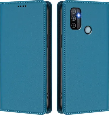 Image de Etui en cuir pour Oppo A11s/A32/A53s 4G/A53s 4G/A32 2020, étui en cuirPolyuréthaneà rabattement magnétique avec support Lac bleu