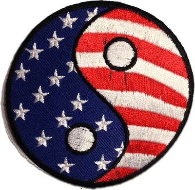Produktbild von Usa Yin Yang Yin Und Yang - Aufnäher, Bügelbild, Aufbügler, Applikationen, Patches, Flicken, Zum Aufbügeln, Größe: 7.6 x 7.6 cm