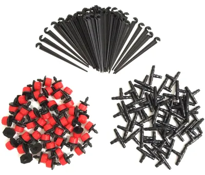 Micro-Drip-Bewässerungsset, 150-teilig, PP-Kunststoff, schwarz/rot
