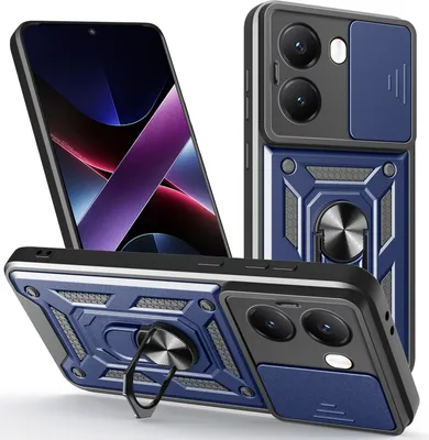 Produktbild von Outdoor Panzer Hülle für Poco X7 Pro 5G Handyhülle Kameraschutz Ringhalter in Blau