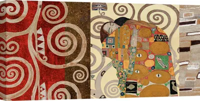 Immagine prodotto di Dipinti su tela - Gustav Klimt, L'abbraccio (peltro) - 120x60 cm
