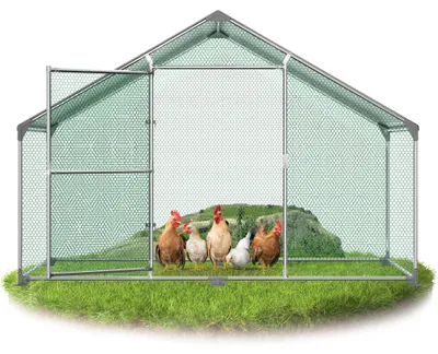 Produktbild von ACXIN Outdoor Hühnergehege Entenstall Kaninchenvoliere verzinktes Stahlrohr PE Wetterschutzdach Drahtgehege mit Schloss Geflügelstall 3x2x2m