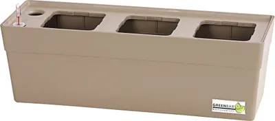 Produktbild von Greenbar® Kräuterkasten, für 3 Kräutertöpfe, mit integriertem Bewässerungssystem, für Indoor / Outdoor, 48 x 16 x 15.5 cm, Kunststoff, beige
