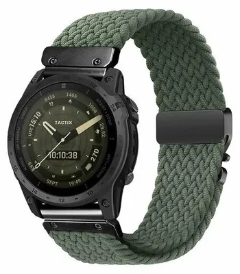 Produktbild von By Qubix Braided Nylon-Armband mit Fallschirmverschluss - Grün - passend für Garmin Fenix 9 / 9 pro - 47 mm