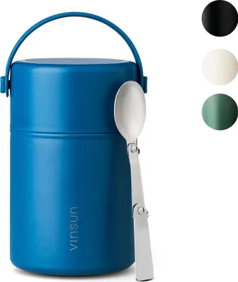 Produktbild von Thermobehälter für Essen - Edelstahl, 800ml, bruchfest, Lunchbox isoliert Vinsun