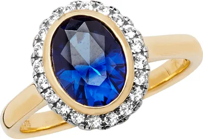 Produktbild von Raffinierter 9 Karat (375) Gold Damen - Solitärring mit Saphir (synth.), 58 (18.5); TRS20594RSQ