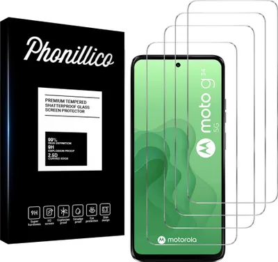 A product box and several screen protectors for a smartphone.