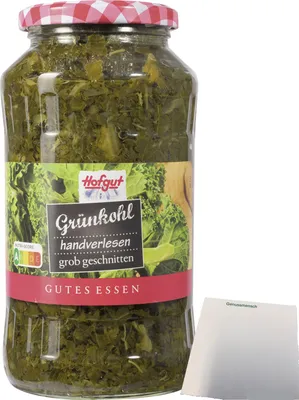 Produktbild von Hofgut Grünkohl gerupft (720ml Glas) + usy Block