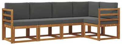 Immagine prodotto di vidaXL Set divani da esterno con cuscini 5 pezzi Naturale e Antracite